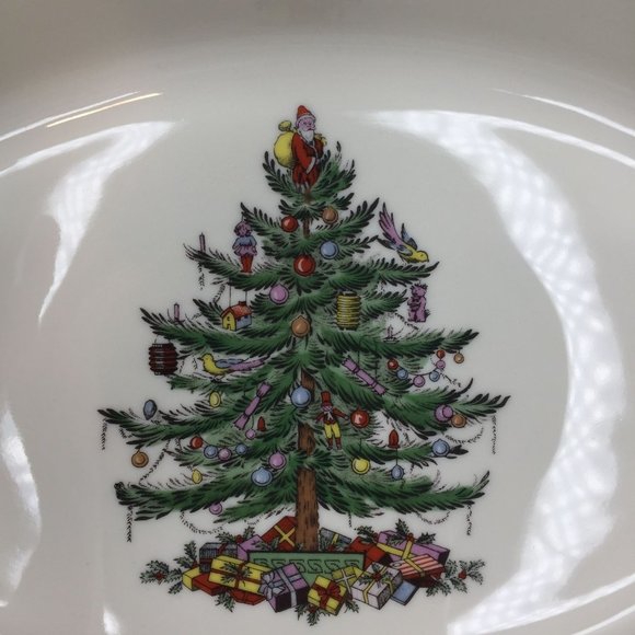 Vintage Spode Christmas Tree Porcelain China Oval Vegetable Baker Dish With Box - Picture 7 of 15